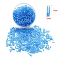 7mm blue Czech glass bugle beads in bulk for jewelry making with dimension display - 400pcs/15g / Blue