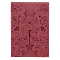 Invito di nozze bordeaux tagliato al laser con intricato motivo floreale di rose - Rosso scuro