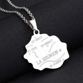 Collana con ciondolo mappa dell'isola di Réunion in acciaio inossidabile argento lucido - Color Acciaio