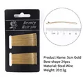 Set of 24 pieces 5cm golden minimalist metal bobby pins on black paper card - 5cm Bow-Card Pack (24pcs) / Gold