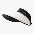 Women's UV protection black and white sun visor hat with wide brim and letter detail - 23H046 Black