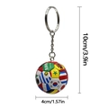 Macro detail of football keychain showing dimensions 10cm total height and 4cm ball diameter - World Flag Soccer (Diameter 4cm)