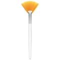 Fan-shaped acid facial mask brush with golden bristles and white handle for professional spa - Yellow Bristles Pearlescent Handle