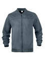 Macro shot of charcoal grey faux suede texture and ribbed bomber collar on casual jacket - Light Blue
