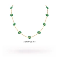 Detail view of gold emerald flower necklace with 45-50cm length and 6g weight specs - Green Crystal Flower Necklace (NC-1750G02)