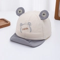 Detail of baby sun hat featuring embroidered bear design and soft fabric texture - 48-50cm(6 Months-2 Years) / Gray