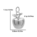 Polished silver apple pendant accessory with dimensions 1.1cm height and 0.8cm width - Silver Steel - Apple
