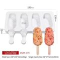 Witte siliconen ijsvorm met 4 holtes, diagonaal patroon en gedetailleerde maten - 4 Holtes Schuine Streepjespatroon