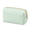 Portable mint green PU leather octagonal makeup bag with zipper closure on white background - Medium / Grass Green