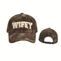 Camouflage-Cord-Baseballcap mit WIFEY-Pailletten-Patch und verstellbarer Metallschnalle - Dunkelgraue Tarnung