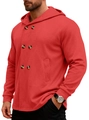 Slim fit red knitted trench coat with hood and double-breasted design for men - Red