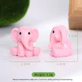 Miniature pink resin elephant figures for micro landscape and desktop decor - Pink