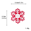 Red and white embroidered snowflake patch with dimensions and weight measurements - 5.6x6.4cm / 11183-Red White Snowflake