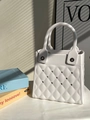White EVA tote bag with waterproof diamond cutout pattern and durable top handles - White