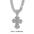 Collana a catena cubana argento hip hop da uomo con pendente a croce ghiacciato e strass - Con Catena Cubana da 50cm / Argento