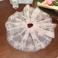 Chic pink mesh hair tie with sparkling snowflake patterns for elegant high ponytails - Pink Snowflake Mesh (18#)