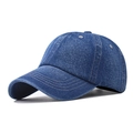 Berretto da baseball in denim blu scuro lavato per uomo e donna con design a 6 pannelli - Regolabile / Blu Scuro (Denim Scuro)