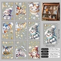 9-piece set of snowman Christmas window clings featuring double-sided snowflake designs - Christmas Snowman 9-Sheet Set