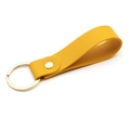 Minimalist yellow PU leather keychain with gold metal ring and buckle detail - Yellow & Gold
