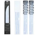 Silver glitter hair tinsel kit with 12 clip-in extensions and 50cm shimmering strands - 12 Pieces / Fluorescent Blue (12-Piece Set)