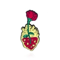 Enamel heart brooch with blooming red rose, anatomically designed yellow and red pins - CC2426 (Heart with Rose)