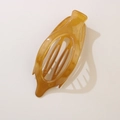 Matte amber oversized duckbill hair claw clip with cutout stripes for thick hair - Jelly Yellow