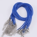 Cordons de collier en cire bleue avec fermoirs mousquetons pour création de bijoux DIY - 1.5mm (45+5cm) / Bleu