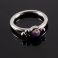 Silver stainless steel nose ring with colorful fire opal and decorative metal beads - NO 10-Silver Colorful Opal / 1.2*8mm