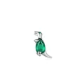Cute S925 sterling silver dinosaur stud earring with pear-cut green crystal - 925 Silver / Brontosaurus Silver Color (RHE951S)