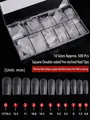 Set de uñas postizas cuadradas mate con tabla de tallas en 10 tamaños y 500 piezas claras - Forma Cuadrada (Aprox. 500 Piezas)