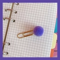 Cute golden paper clip with a fluffy purple pom pom on a white grid notebook - 1# Purple Pompom