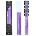 Purple glitter hair tinsel extensions with 12 smart clips in professional packaging - 6 Pieces Set / Laser Purple (6-Piece Set)