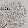 Mini white five-petal flower beads with center hole for DIY jewelry making and nail art - Pearl White Mini Flower
