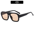 Classic black square frame pilot sunglasses with light brown tinted lenses in C3 style - Black Frame Champagne Lens