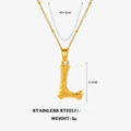 Gold stainless steel twisted chain necklace with a square letter L pendant charm - Letter L