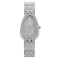 Montre serpent élégante argentée pour femme avec strass en cristal et cadran en diamant - Design en Forme de Serpent (M1124) / Argenté