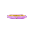 Macro detail of 18K gold plated ring with purple enamel coating and inlaid zircon stones - Jz00191 Purple / Size 7