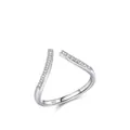 Minimalistischer offener Ring aus S925 Sterlingsilber mit Mikro-Pavé-Diamanten auf Weiß - US 7 / 925er Silber