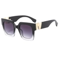 Retro square sunglasses featuring black to clear gradient frames and purple lenses - Black Transparent Frame Gradient Gray Lens