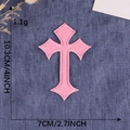 Pink cross embroidered patch for clothing DIY decoration with 10.3cm height - Hot Melt Adhesive / Pink