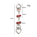 Silver chain strap with red cherry charm and heart-shaped carabiner for mini handbags - White Cherry + Heart Gold Ring Extension Chain