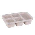 Bento-Box aus Weizenstroh mit fünf Fächern in Beige inklusive transparentem Deckel - 5 Ebenen / Beige