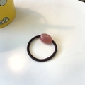 Detail of pink oval resin bead on black high-elastic hair tie for girls - Jelly Dusty Rose