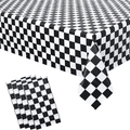 Nappe jetable à carreaux noirs et blancs avec serviettes assorties pour fête de foot - Football Damier Noir et Blanc (137*274cm)
