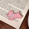 Cute pink puppy acrylic hair clip on vintage book background for girls and women - Pink Dog