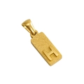 Rectangular gold-plated letter H pendant with frosted finish and polished details - H-Single Pendant