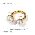 Anello al naso a U in acciaio dorato retrò con doppie perle e diametro interno di 1,73 cm - Diametro Interno 1,73 cm / Oro