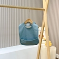 Waterproof baby bib with 3D crumb catcher pocket in Morandi blue-green silicone - Royal Blue