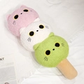 Cuscino peluche gatto tricolore con segmenti rosa, bianchi e verdi in morbido sherpa - Dango Tricolore Gatto Morbido / 50cm (0,4kg)