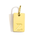 Macro view of a 18k gold-plated rectangular pendant featuring an engraved letter Z - Pendant Z (Without Chain)